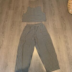 Checkered Women's Pants & Top Set